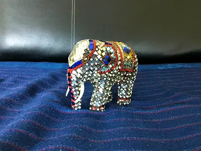 Vintage Beaded Mosaic Elephant Figurine