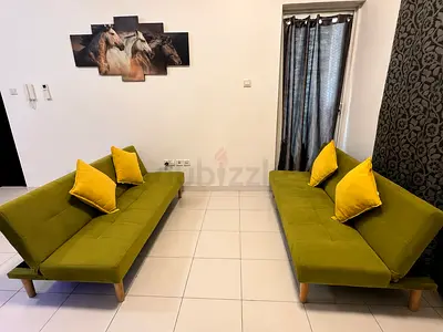 For Sale - Pair of olive green convertible sofas
