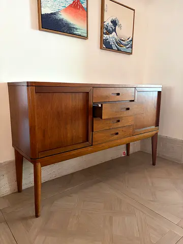 Crate and Barrel Mid-century Solid Wood Sideboard / Console Table with Drawers