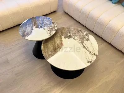 Modern Sintered Stone Marble Effect Coffee Set of 2