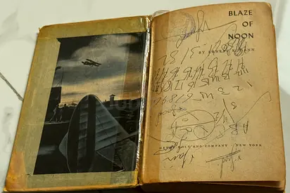 Vintage 1946  'Blaze of Noon' by Ernest K. Gann — well-worn, scribbled pages