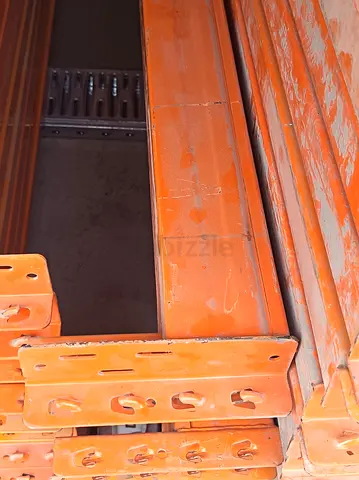 Used Orange Industrial Pallet Racking Beams — Heavy Duty Warehouse Shelving