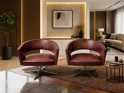 Montis Turner genuine leather Armchairs Metal Swivel