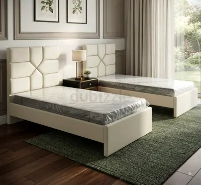 Cream Single Bed with Padded Headboard New For Sale