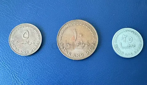 Vintage Qatar & Dubai Coins – 1966 – 3 Coin Set