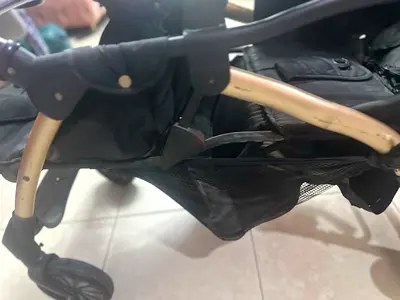 Twin Black Baby Stroller with Gold Frame