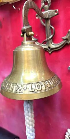 Real antique brass titanic london hanging bell 36 cms in height for sale.