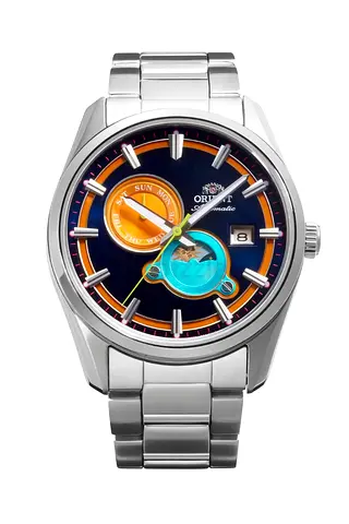 ORIENT Mechanical Contemporary Sun and Moon design, Metal Strap - 41.5mm