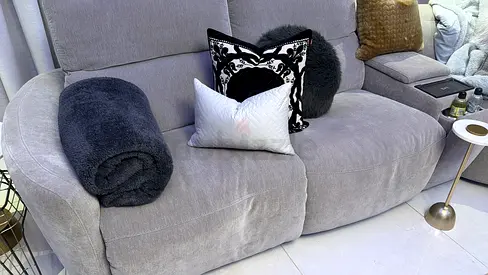 Light grey 2-seater fabric sofa in good condition
