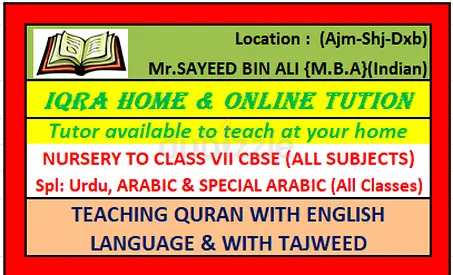 Tutor Available for CBSC syllabus & Arabic