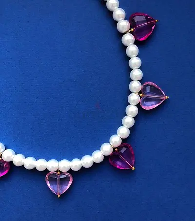 Necklace with Pink Heart Pendants