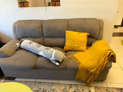 3-seater grey fabric sofa in good condition