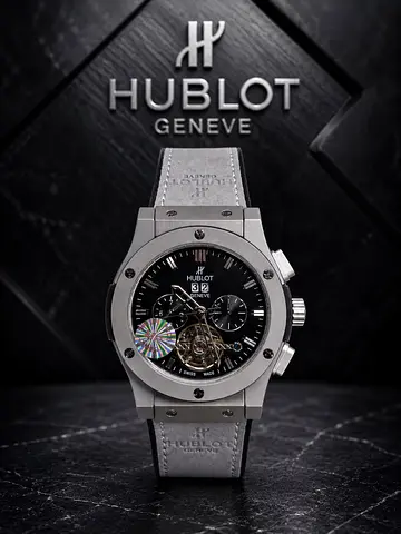 Hublot automatic men's chronograph watch with leather strap
