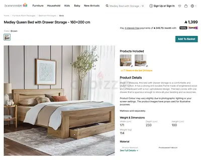 Medley Queen Bed with Drawer Storage - 160x200 cm