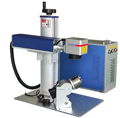 Portable Fiber Laser Marking Machine with Rotary Attachment - Small Industrial Unit