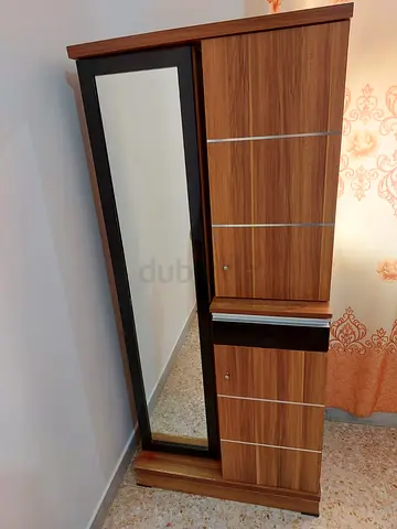Dressing Cabinet with Full Length Mirror, Drawer and Shelves