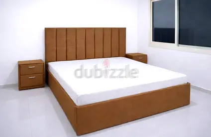 Queen size upholstered bed frame with headboard + 2 bedside tables - Good condition