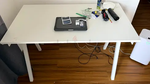 White metal computer desk / study table - sturdy frame