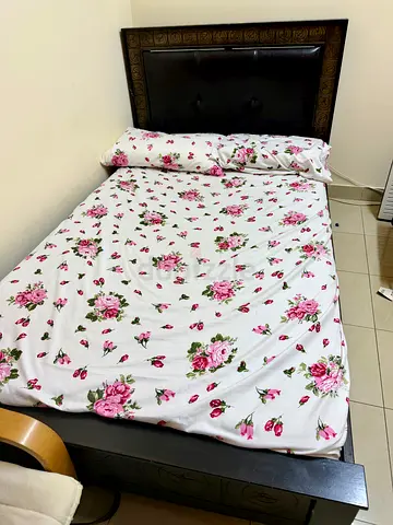 Single wooden bed with mattress - good condition