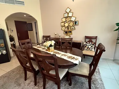 Solid Wood 8-Seater Dining Table Set with Sideboard - Classic Dark Finish