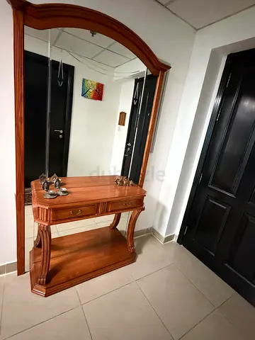 Wooden Console Table with Arched Mirror