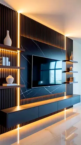Modern wall-mounted entertainment tv unit