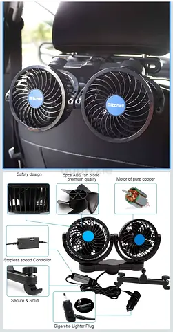 Electric Car Fan for rear seat passenger