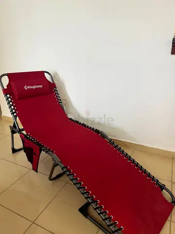 KingCamp Folding Lounge Recliner Bed - Red Portable Sunbed, beach lounger, 2 items