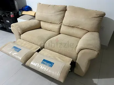 Beige 2-Seater Recliner Sofa - Comfortable, Good Condition