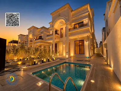 Classic 6BR villa with pool, registration fees included, in Al Helio 2, Ajman, bank financing, freehold