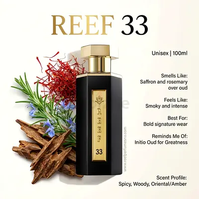 Reef 33 Unisex Perfume - 100ml (Oud, Saffron & Rosemary) - New