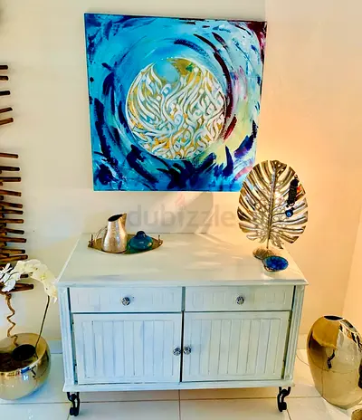 White dresser vintage distressed blue