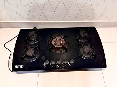 Ikon 5-Burner Gas Stove Hob — Glass Top, Used, good condition (price slightly negotiable)