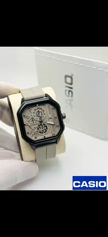Casio men's analog-digital watch with beige strap (good condition)