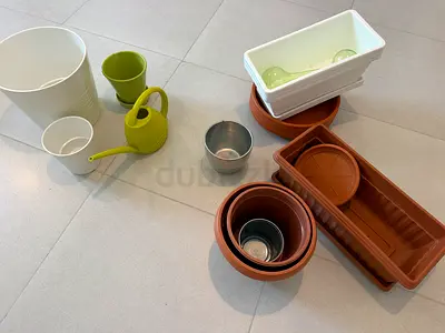 Assorted Plant Pots & Watering Can - Small Collection