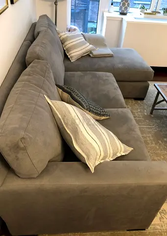 Crate and Barrel Axis gray lshape sofa for sale