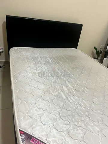 Queen size bed frame with mattress — good condition