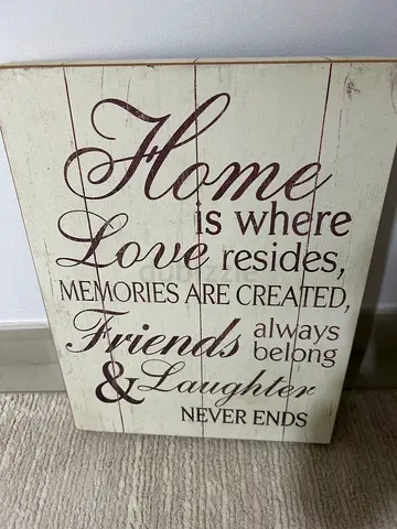 Wooden Wall Plaque - 'Home is where Love resides' Decorative Sign