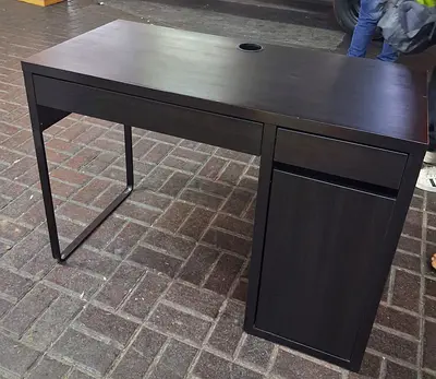IKEA MICKE Desk Black-Brown with Storage