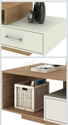 Modern Two-Tone Coffee Table with Drawer and Open Shelf - price negotiable