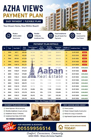 2bhk With Smart Payment Plan in Aza Views