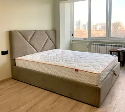 Modern Upholstered Bed Geometric Headboard with out Mattress
