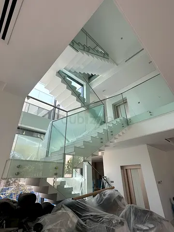 Modern Glass Staircase with Stainless Steel Fixings - Ready to Install