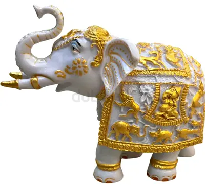 Majestic white /golden elephant showpiece resin made with excellent craftsmanship for sale.
