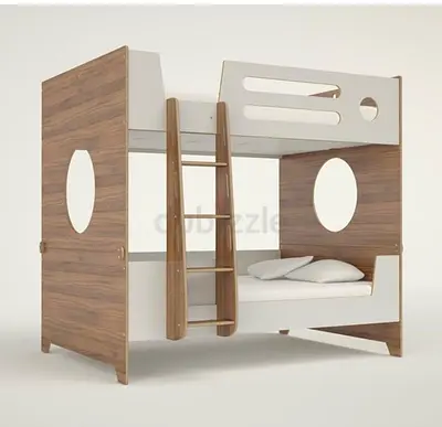 Modern Wooden Bunk Bed with Ladder