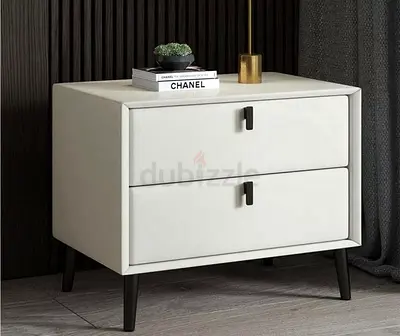 Modern Minimalist 2-Drawer Nightstand / Bedside Table - White