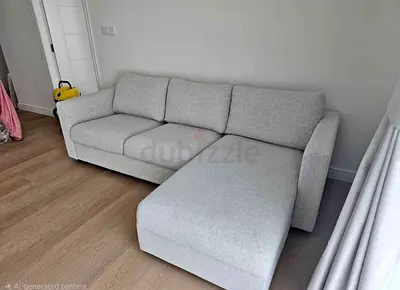Beige  L-shaped sectional sofa bed