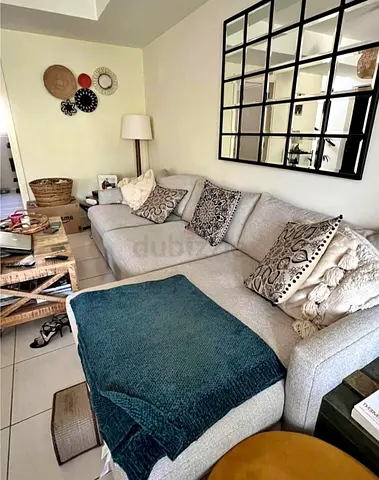 Crate and barrel lounge deep L shape sofa