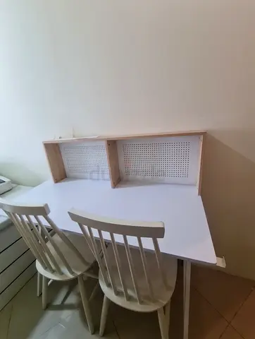 White Study Table with chairs
