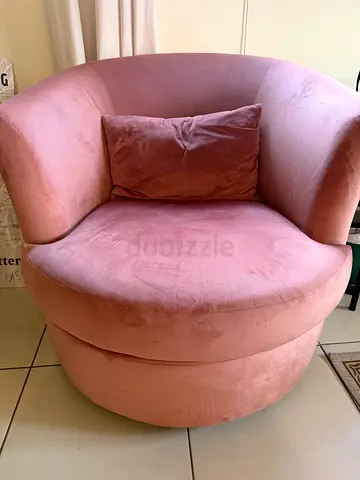 Pink Round Swivel Accent Chair with Cushion - Good Condition